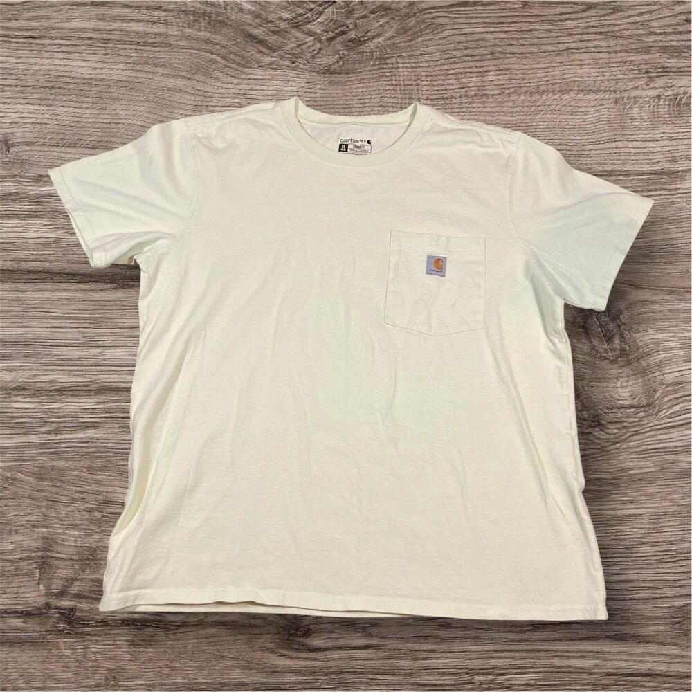 Carhartt WIP Pocket Light Yellow‎ Logo Loose Fit Shirt Mens Size XL